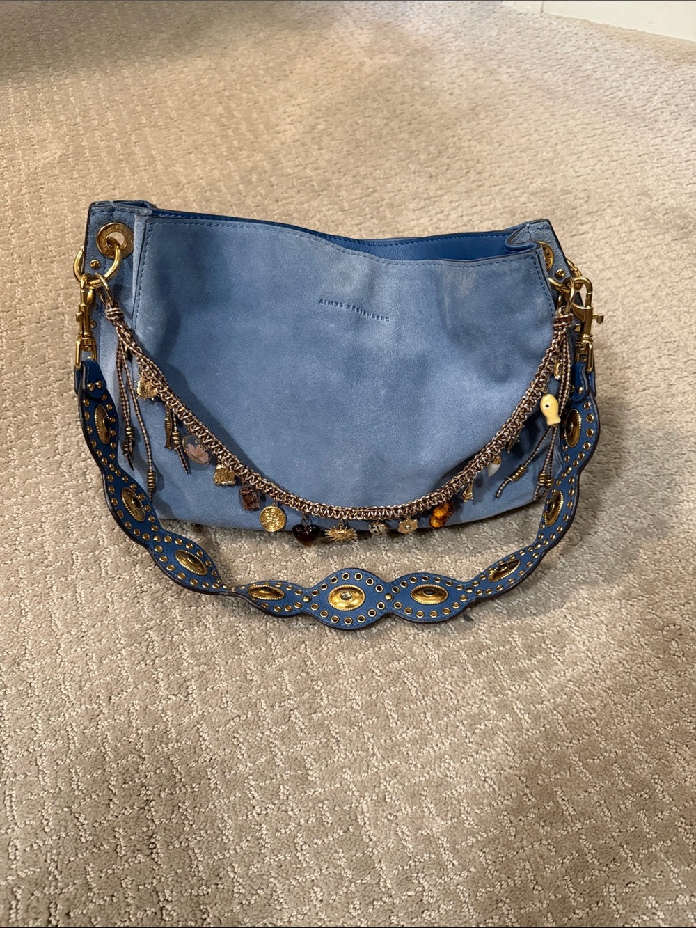 Aimee Kestenberg Roma Double Entry Blue Should Bag - Picture 12 of 15